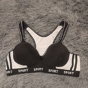 Sporty Black and White Women's Bra